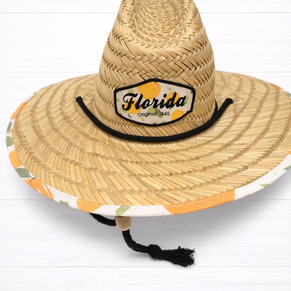 Florida Straw Hat 🍊 Wide Brim Tropical Sun Hat | Adjustable | Beach Ready
